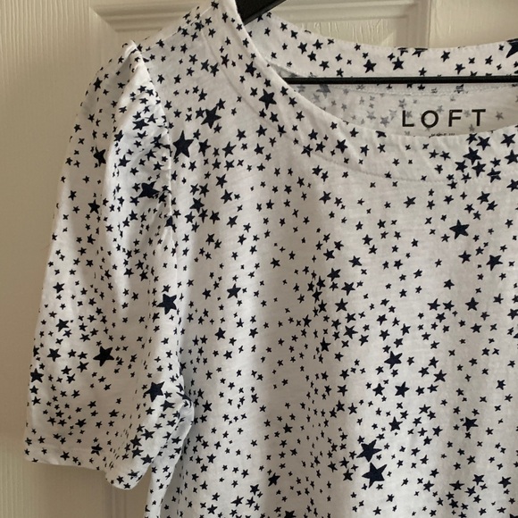 LOFT White and Black Star Pattern Blouse - Picture 3 of 9